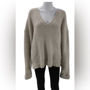 Sleeping On Snow Anthropologie Beige V-Neck Pullover Sweater Size XL